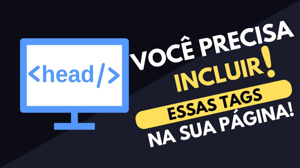 Uma tela azul de computador escrito head e ao lado um anúncio urgente dizendo: Você precisa incluir essas tags na sua página!